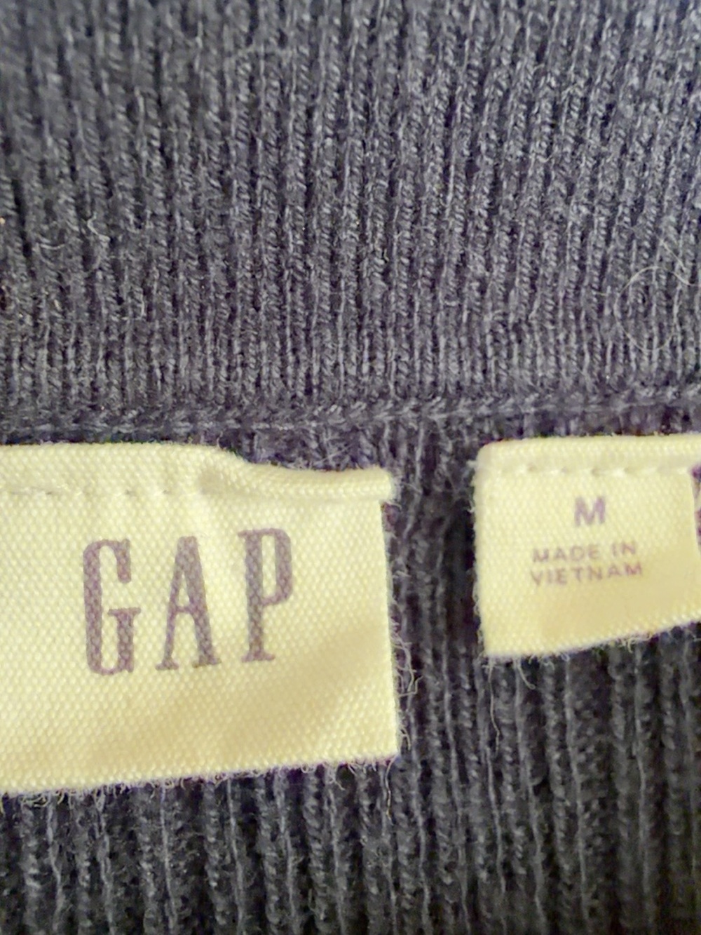Gap Navy Ribbed Knit Polo Top Medium 100% Cotton Preppy Classic - Picture 8 of 8